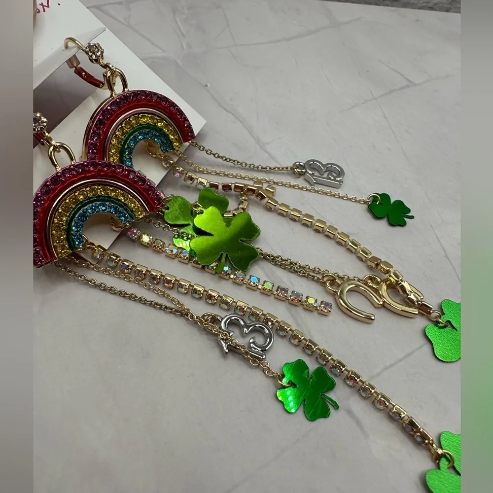 BETSEY JOHNSON Lucky Rainbow Waterfall Earrings NWT